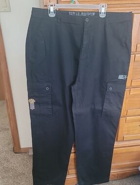 Harley-Davidson Black Men's Cargo Pants with Logo Patch